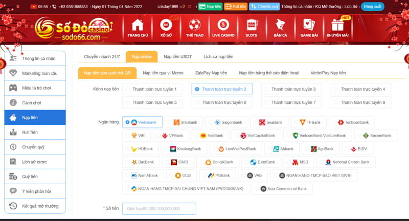 sodo66 - Đa dạng hình thức thanh toán online
